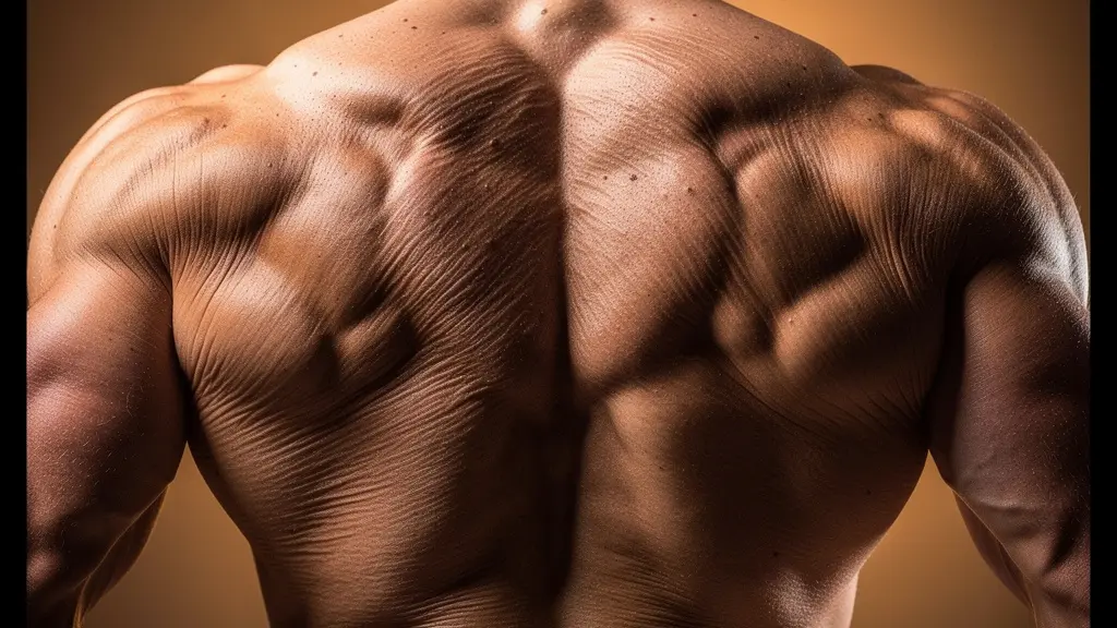 Vue anatomique stylisée du dos montrant les zones de tension musculaire, lombaires et trapèzes mis en évidence