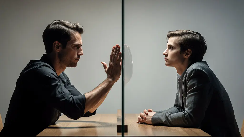 Deux personnes face à face avec un espace vide entre elles, symbolisant l'incompréhension et la distance émotionnelle