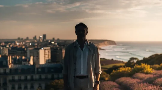 Personne en détente dans un environnement naturel français, transition entre tension et relaxation