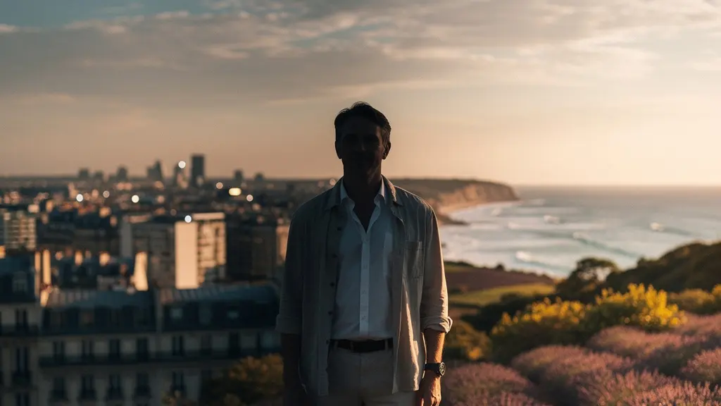 Personne en détente dans un environnement naturel français, transition entre tension et relaxation