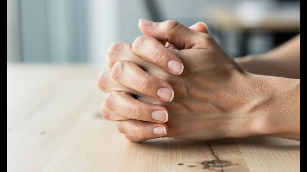 Vue macro sur les mains d'une personne pratiquant une technique de respiration au bureau