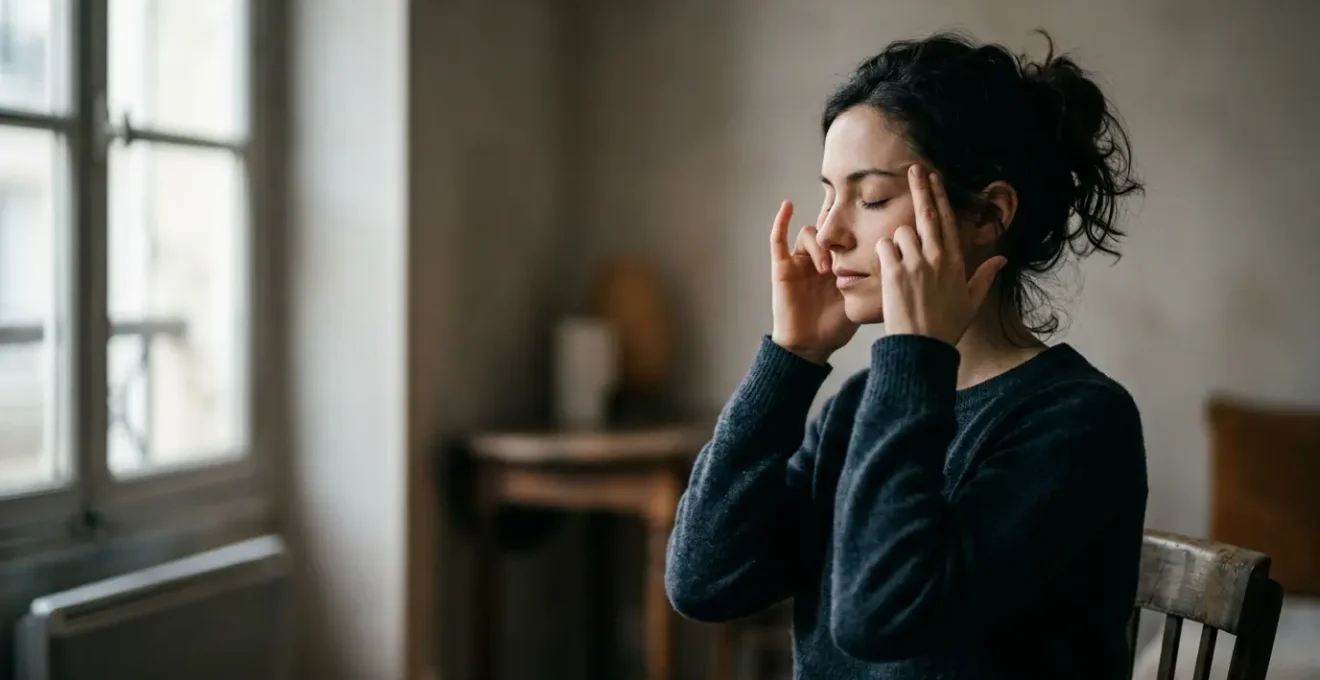 Une personne dans un état de concentration profonde visualisant mentalement une compétence