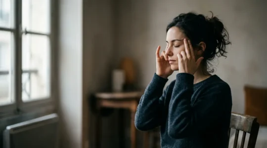 Une personne dans un état de concentration profonde visualisant mentalement une compétence