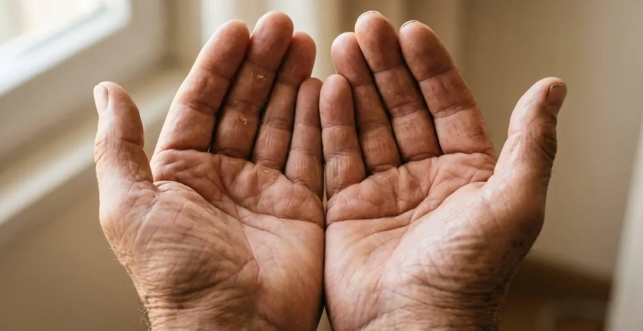 Gros plan sur des mains ouvertes vers la lumière symbolisant la transformation et la force acquise après une épreuve