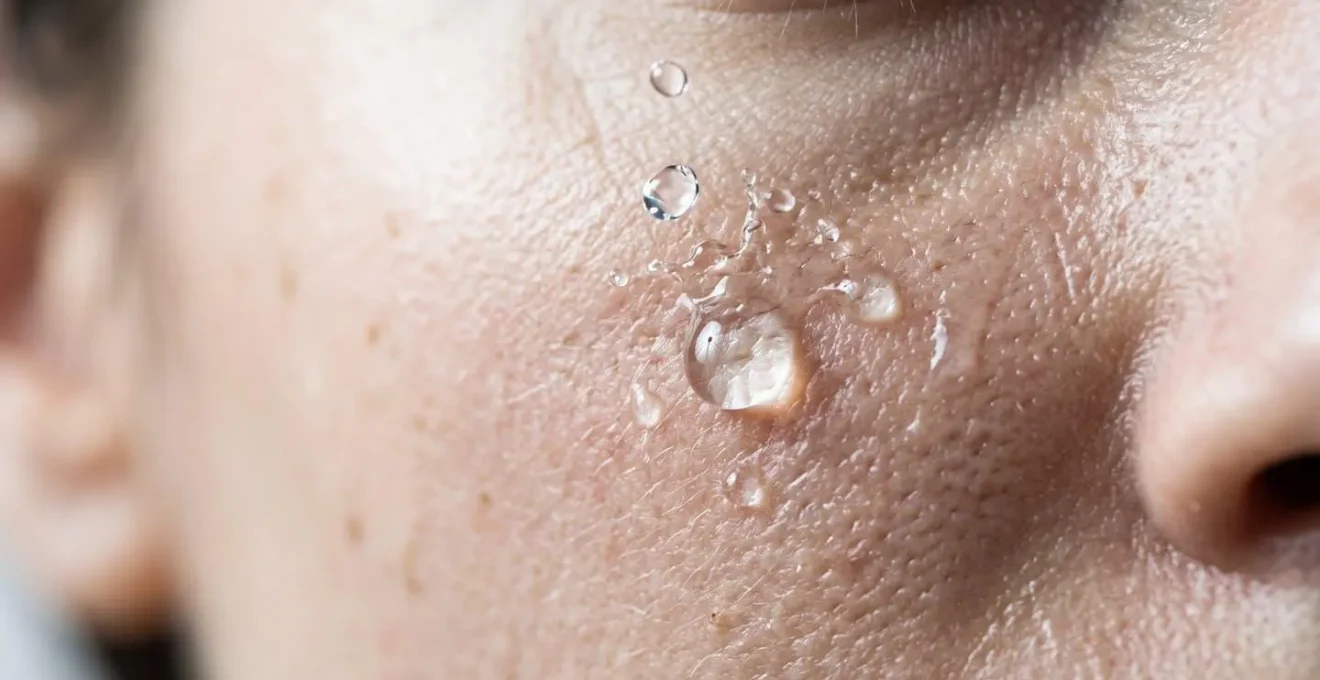 Gros plan sur un visage recevant de l'eau froide illustrant le réflexe d'immersion