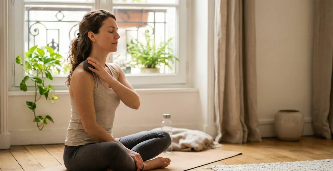 Personne pratiquant l'automassage pour soulager les tensions musculaires chroniques