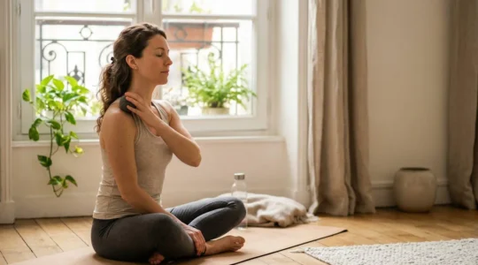 Personne pratiquant l'automassage pour soulager les tensions musculaires chroniques