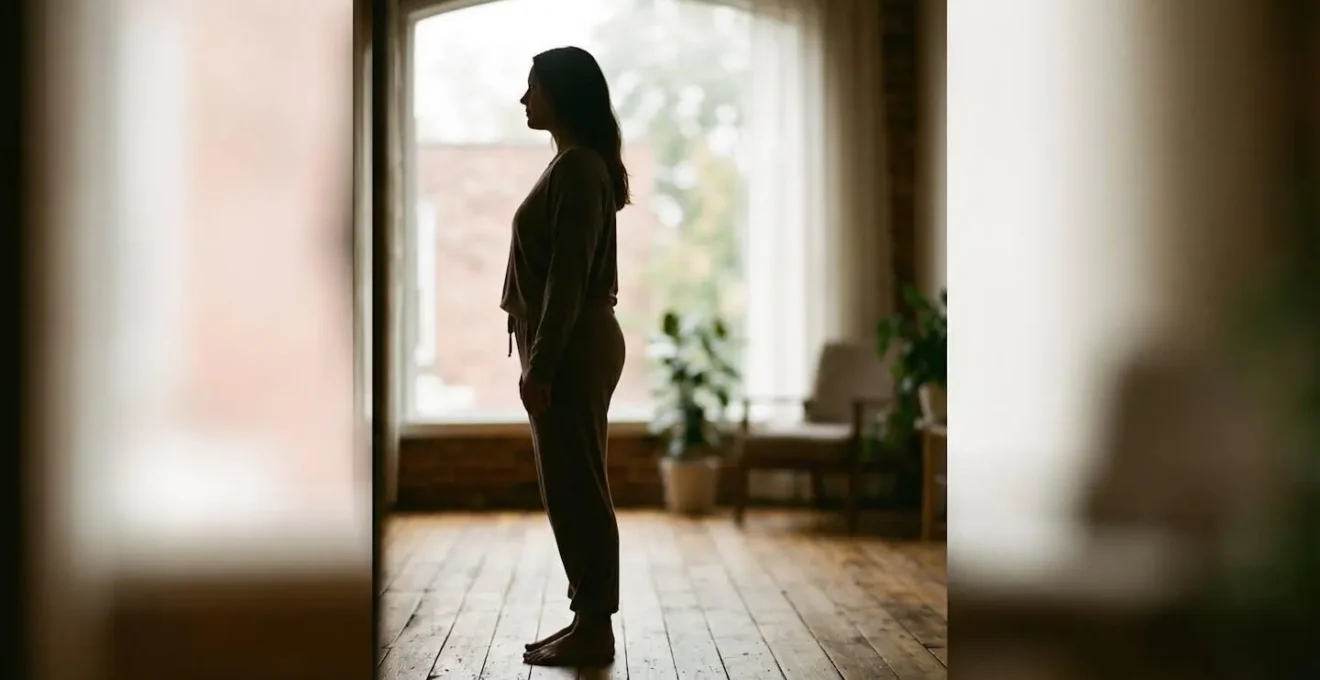 Silhouette d'une personne en contre-jour dans une lumière naturelle douce