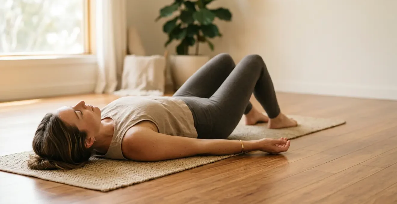 Personne pratiquant une technique de relaxation corporelle profonde dans un environnement apaisant